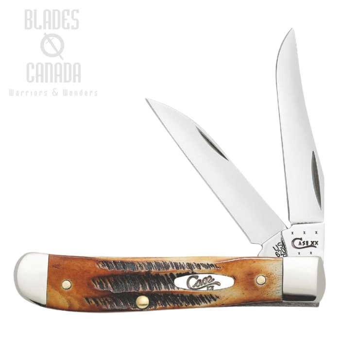 Case Mini Trapper Slipjoint Folding Knife, Wharncliffe Blade, Burnt Bonestag, 65305