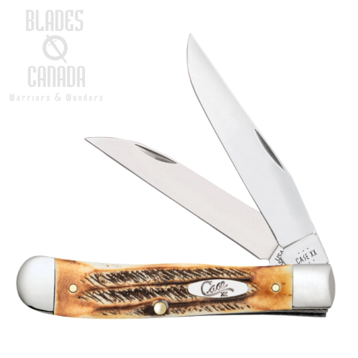 Case Trapper Slipjoint Folding Knife, Stainless Steel, BoneStag, 65329