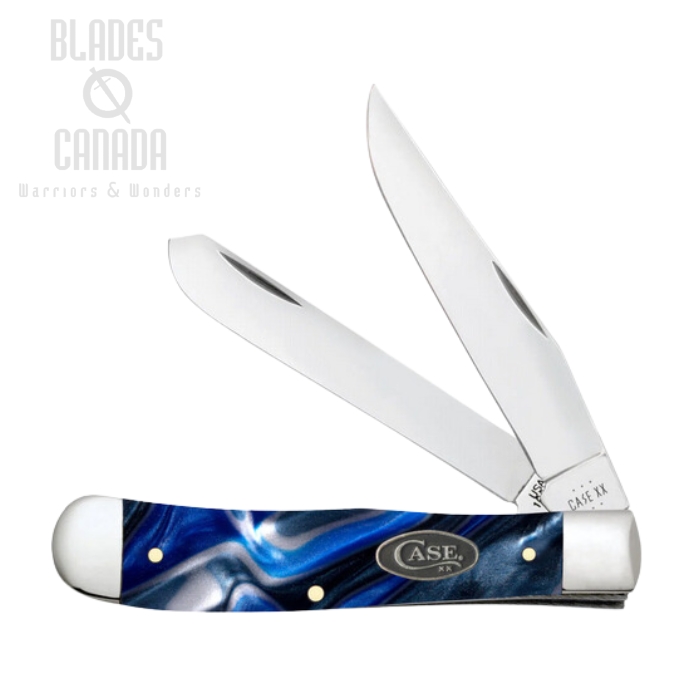 Case Trapper Slipjoint Folding Knife, Stainless, Ocean Blue Kirinite, 70560