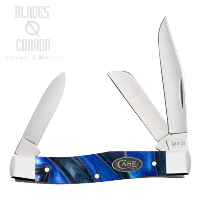 Case Medium Stockman Slipjoint Folding Knife, Stainless, Ocean Blue Kirinite, 70561