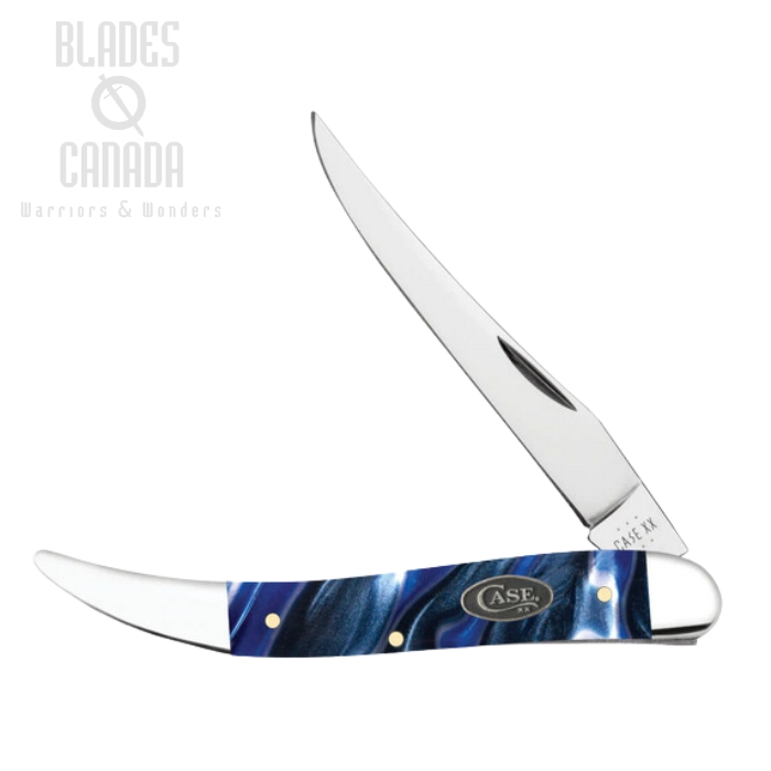 Case Medium Texas Toothpick Slipjoint Folding Knife, Stainless, Ocean Blue Kirinite, 70562