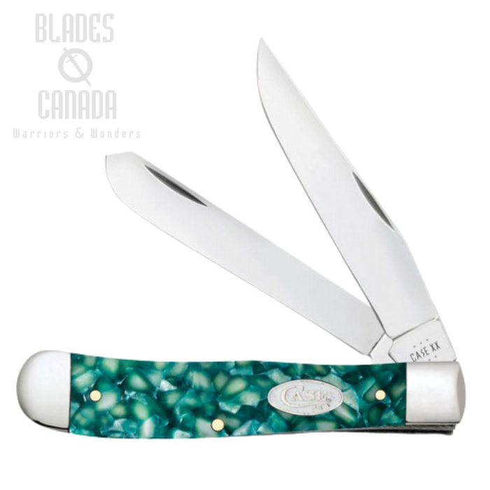 Case Trapper Slipjoint Folding Knife, Stainless, Green Kirinite, 71380