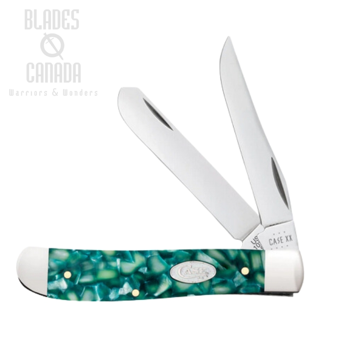 Case Mini Trapper Slipjoint Folding Knife, Stainless, Green Kirinite, 71381