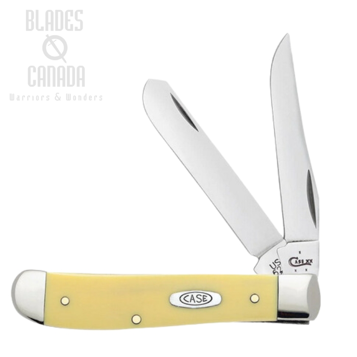 Case Mini Trapper Slipjoint Folding Knife, Stainless, Synthetic Yellow, 80029