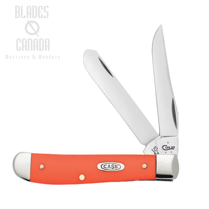 Case Mini Trapper Slipjoint Folding Knife, Stainless, Synthetic Orange, 80505