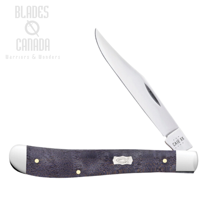 Case Slimline Trapper Slipjoint Folding Knife, Stainless, Purple Curly Maple, 80546