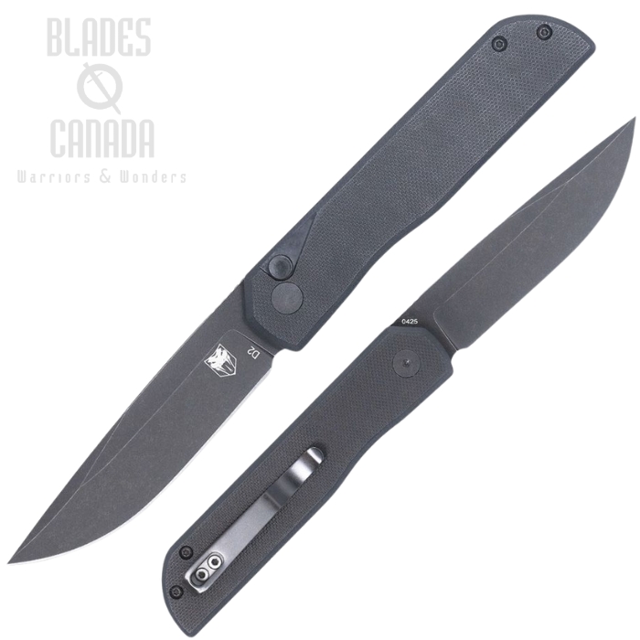 Cobratec Prowler Button Lock Folding Knife, D2 Black SW, G10 Black, CBTPLRBKBD (image for) Cobratec Prowler Button Lock Folding Knife, D2 Black SW, G10 Black, CBTPLRBKBD