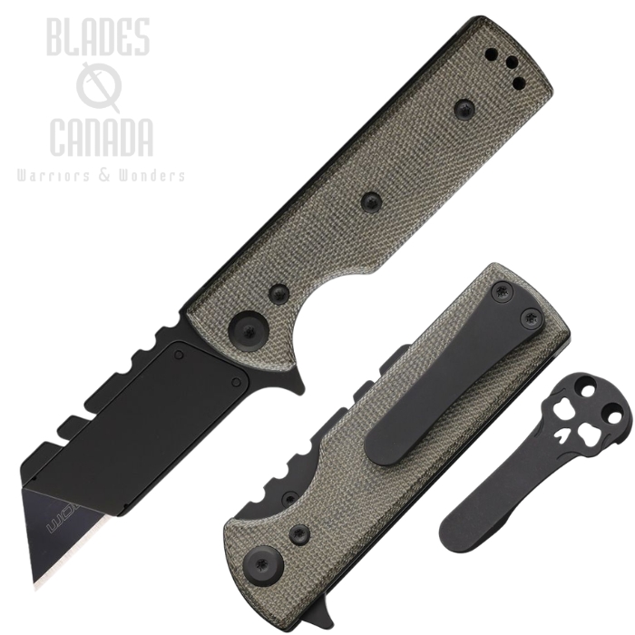 Chaves C.H.U.B. Flipper Folding Utility Knife, Stainless Black, Micarta Green, Replacement Blade, 14479 (image for) Chaves C.H.U.B. Flipper Folding Utility Knife, Stainless Black, Micarta Green, Replacement Blade, 14479