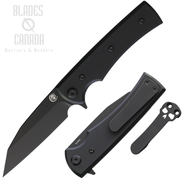 Chaves Sangre Street Flipper Folding Knife, Elmax Black Wharncliffe, G10 Black, 14501 (image for) Chaves Sangre Street Flipper Folding Knife, Elmax Black Wharncliffe, G10 Black, 14501