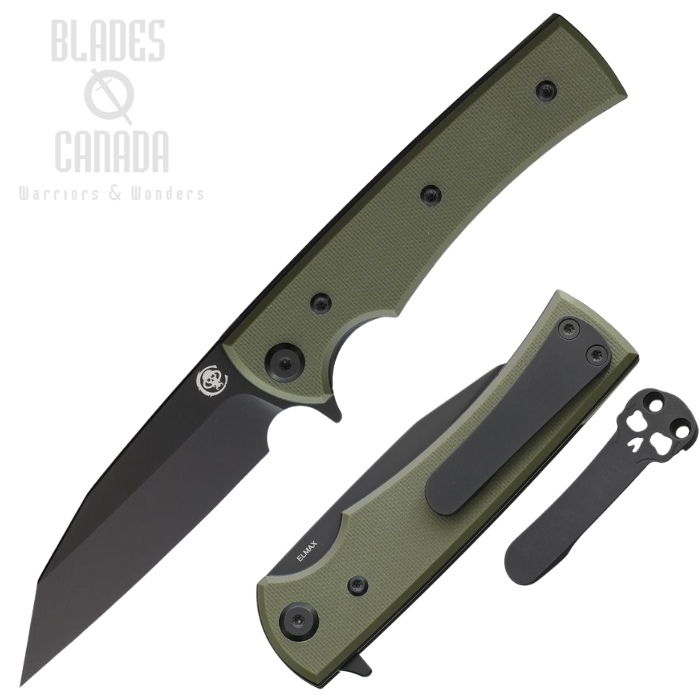 Chaves Sangre Street Flipper Folding Knife, Elmax Black Wharncliffe, G10 OD Green, 14569 (image for) Chaves Sangre Street Flipper Folding Knife, Elmax Black Wharncliffe, G10 OD Green, 14569