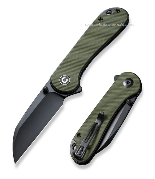CIVIVI Elementum Flipper Folding Knife, Nitro-V Black, G10 OD Green, C18062AF-2