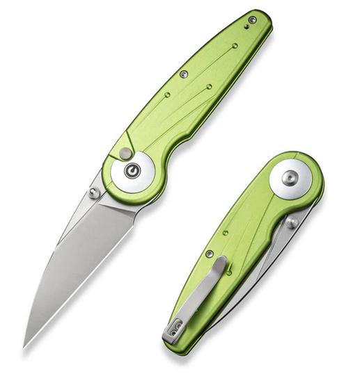 CIVIVI Starflare Button Lock Knife, NItro-V Satin, Aluminum Lime Green, C23052-3