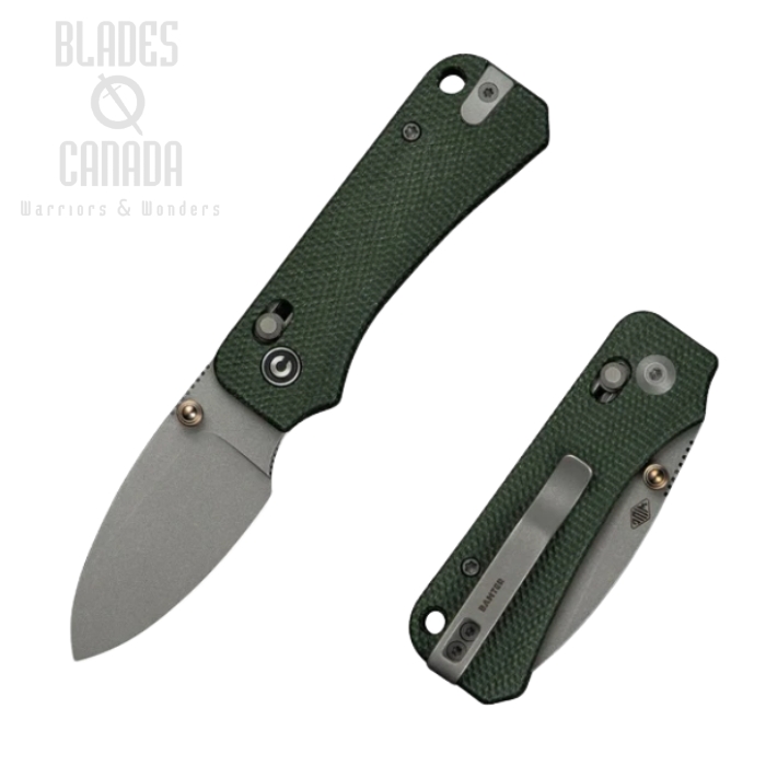 CIVIVI Baby Banter 2 Folding Knife, Nitro-V Gray SW, Micarta Green, C23074-3