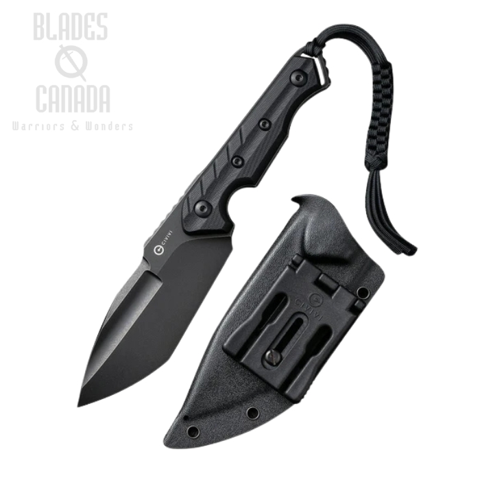 CIVIVI Maxwell Fixed Blade Knife, D2 Black, G10 Black, Kydex Sheath, C21040-2