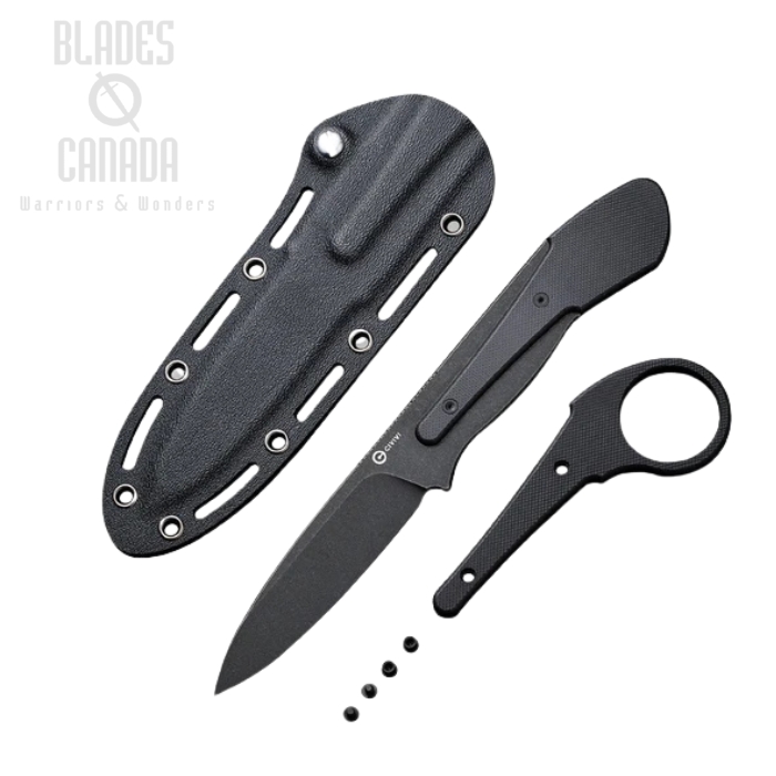 CIVIVI Varius Fixed Blade Knife, D2 Black SW, G10 Black Conventional Handle, C22009D-1