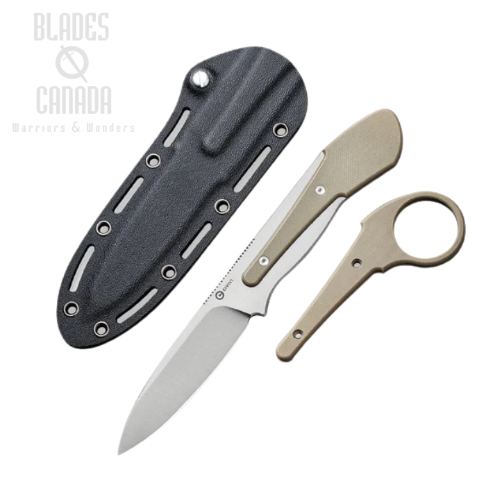 CIVIVI Varius Fixed Blade Knife, D2 Satin, G10 Tan Conventional Handle, C22009D-2