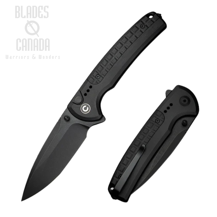 CIVIVI Sentinel Strike II Flipper Button Lock Knife, Nitro-V Black SW, Aluminum/FRN Black, C22025D-1