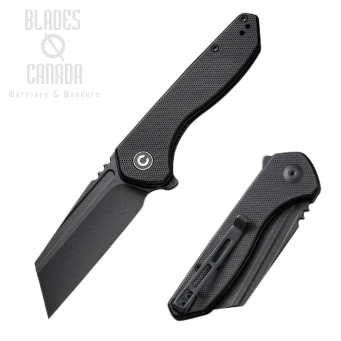 CIVIVI ExOne Flipper Folding Knife, Nitro-V Black, G10 Black, C23036-1