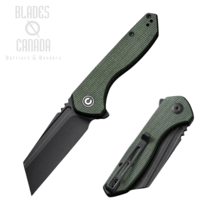 CIVIVI ExOne Flipper Folding Knife, Nitro-V Black, Micarta Green, C23036-3