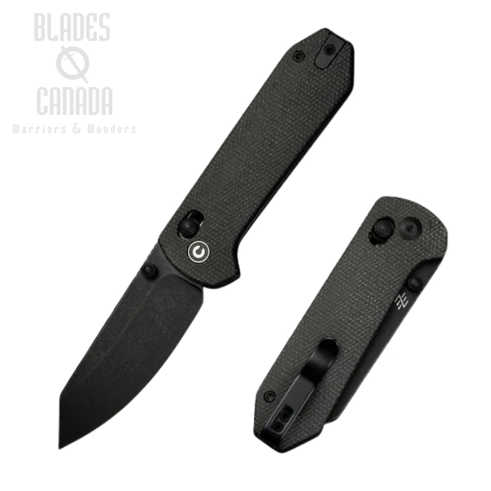 CIVIVI Yonder Crossbar Lock Folding Knife, 14C28N Black SW, Micarta Black, C23073B-1