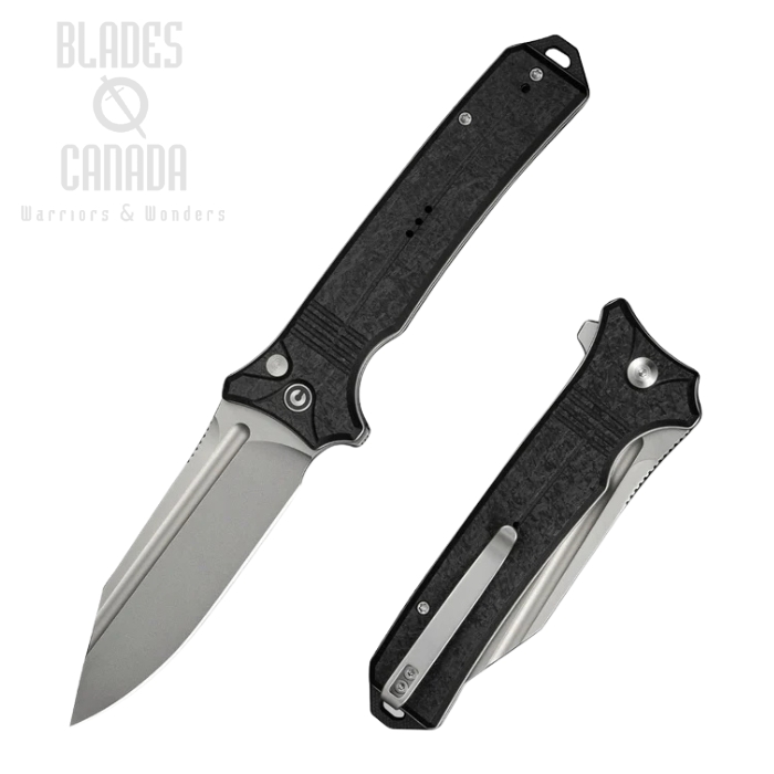 CIVIVI Neurohaptic Flipper Button Lock Knife, Nitro-V SW, G10 Black Shredded, C23080-2