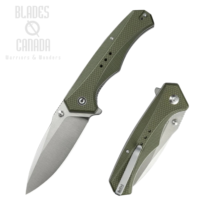 CIVIVI Photonix Flipper Folding Knife, 14C28N Satin, G10 OD Green Coarse, C23081B-2