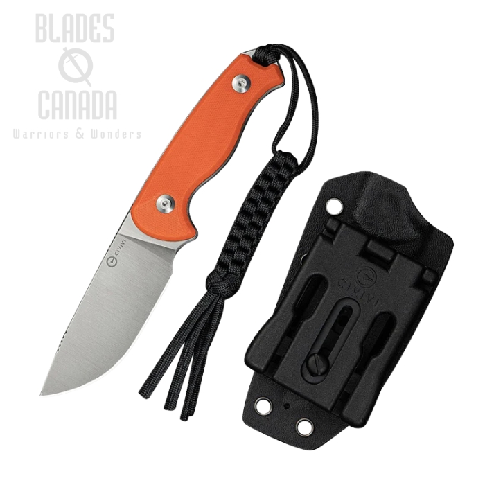 CIVIVI Timberbark Fixed Blade Knife, 14C28N Satin, G10 Orange, Kydex Sheath, C23094-2