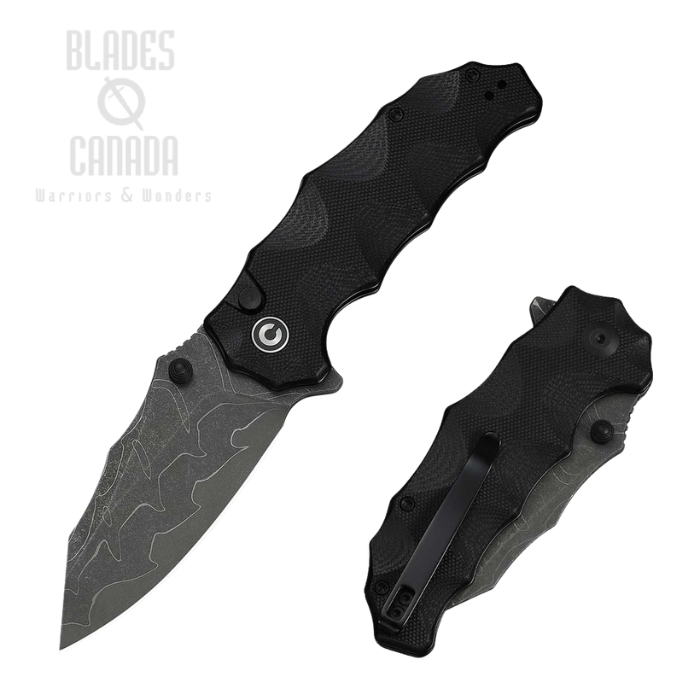 CIVIVI Natterjack Flipper Button Lock Folding Knife, Damascus, G10 Black, C24028-DS1 (image for) CIVIVI Natterjack Flipper Button Lock Folding Knife, Damascus, G10 Black, C24028-DS1