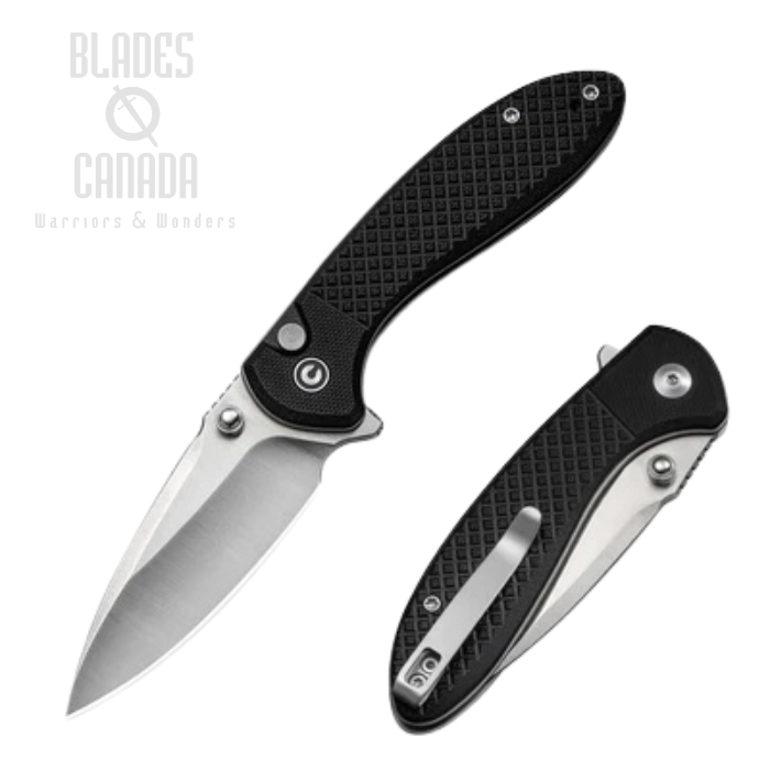 CIVIVI Faeger Flipper Button Lock Folding Knife, 14C28N Satin, G10 Black, C24031-1 CIVIVI Faeger Flipper Button Lock Folding Knife, 14C28N Satin, G10 Black, C24031-1