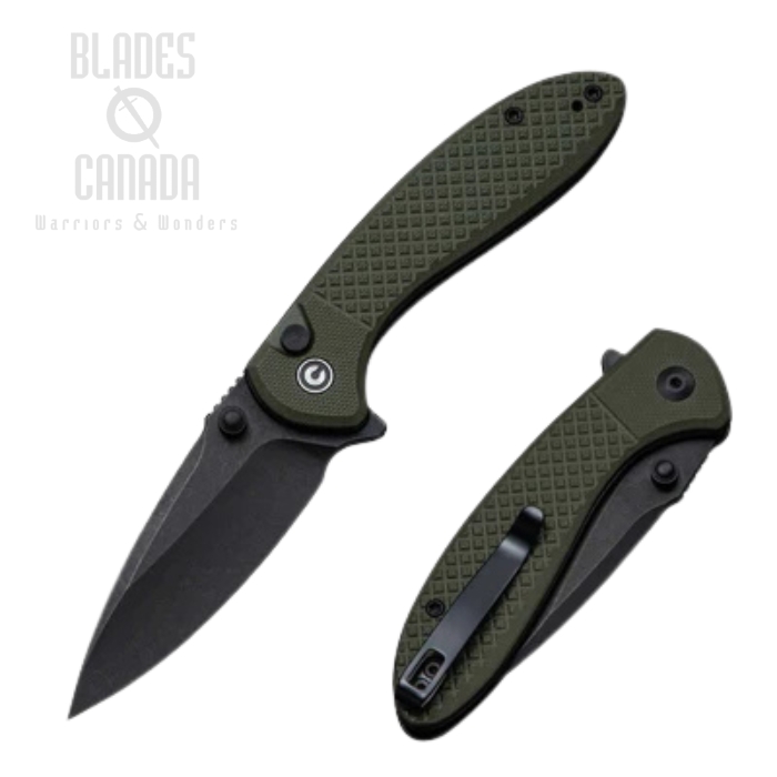 CIVIVI Faeger Flipper Button Lock Folding Knife, 14C28N Black SW, G10 OD Green, C24031-2 CIVIVI Faeger Flipper Button Lock Folding Knife, 14C28N Black SW, G10 OD Green, C24031-2