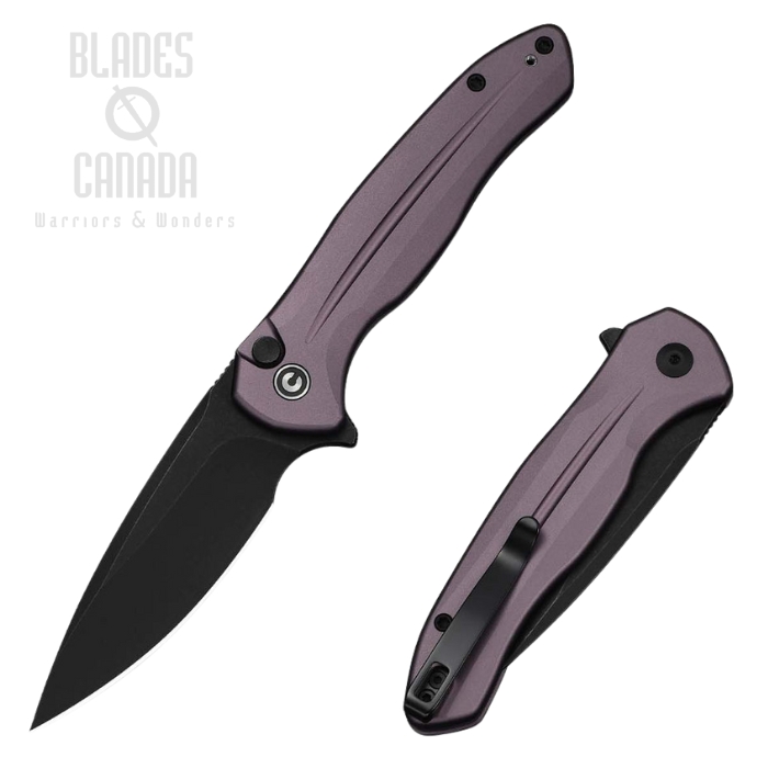 CIVIVI Kitefin Flipper Button Lock Folding Knife, 14C28N Black, Aluminum Purple, C24091-3 (image for) CIVIVI Kitefin Flipper Button Lock Folding Knife, 14C28N Black, Aluminum Purple, C24091-3