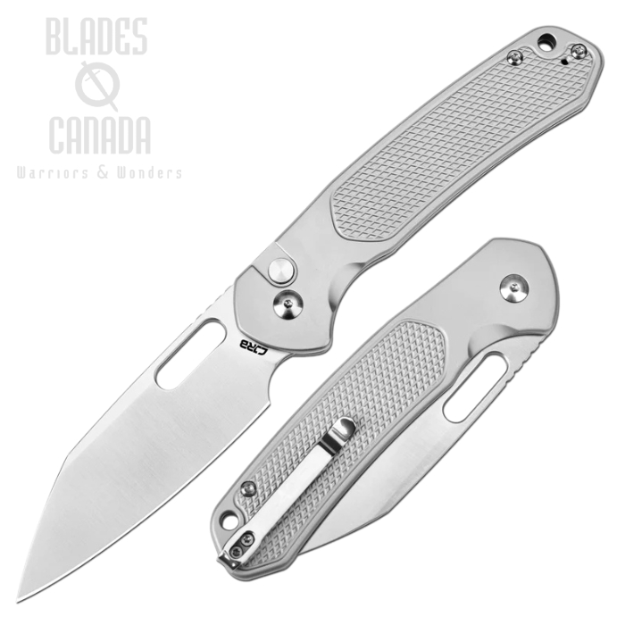 CJRB Large Pyrite-Alt Button Lock Folding Knife, AR-SFII Sand Polish, Steel handle, J1925AL-ST