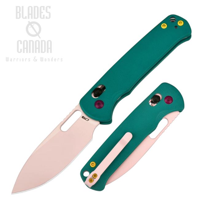 CJRB Hectare Crossbar Lock Folding Knife, AR-RPM9 Pink, G10 Green, J1935-WEGN