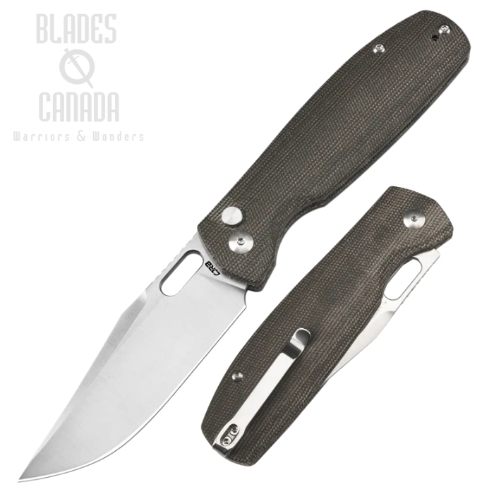 CJRB Prado Button Lock Folding Knife, Ltd Edition, AR-SFII Steel, Micarta OD Green, J1936B-ODG