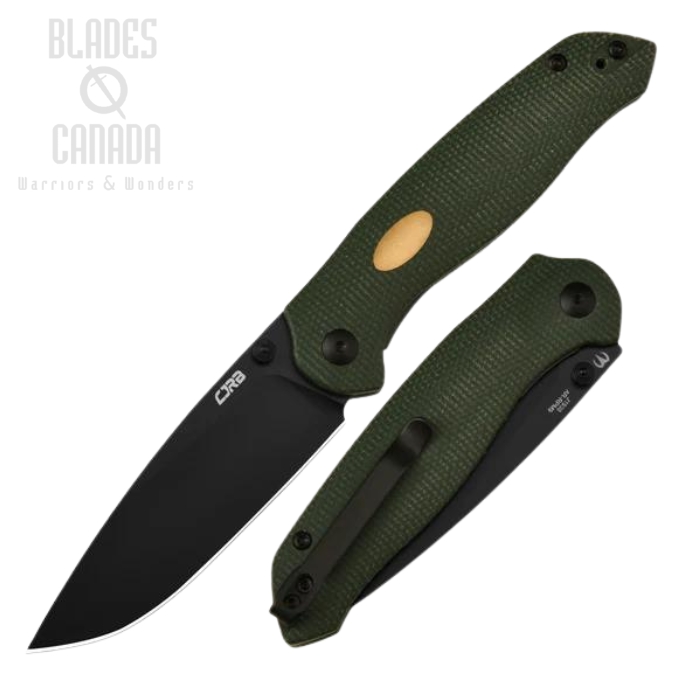 CJRB Aes Folding Knife, AR-RPM9 Black, Micarta OD Green, J1938-BMGN