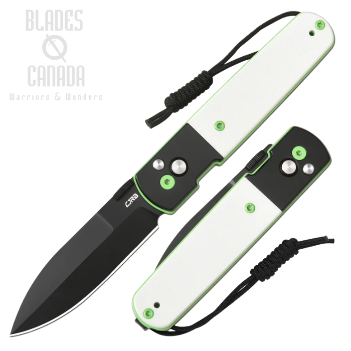 CJRB Locust Button Lock Folding Knife, AR-RPM9 Black, G10 White/Steel Black, J1951-BBW