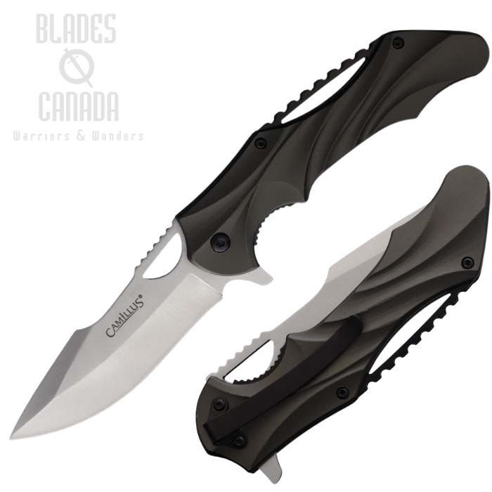 Camillus Romulus Flipper Folding Knife, Assisted Opening, 420 Stainless, Aluminum Gray Sculpted, CM19344 (image for) Camillus Romulus Flipper Folding Knife, Assisted Opening, 420 Stainless, Aluminum Gray Sculpted, CM19344