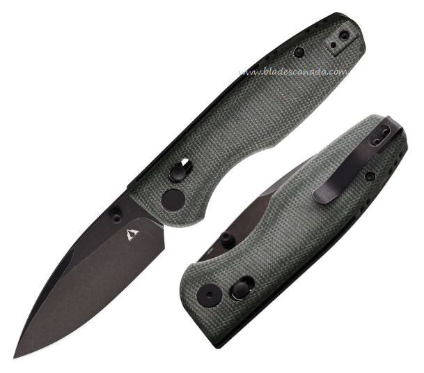 CMB Made Predator Folding Knife, 14C28N Black SW, Micarta Green, CMB08LB