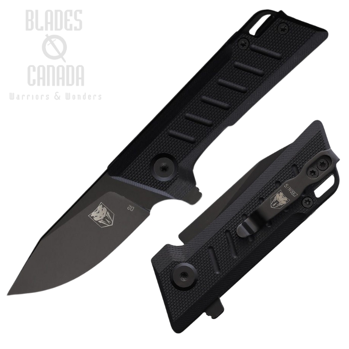 Cobratech Small Riptide Flipper Folding Knife, D2 Black, G10 Black, CBTRTDSBLK