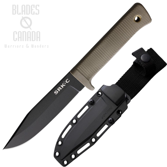 Cold Steel SRK Compact Fixed Blade Knife, SK5 Black, Dark Earth, CS-49LCKD-DEBK