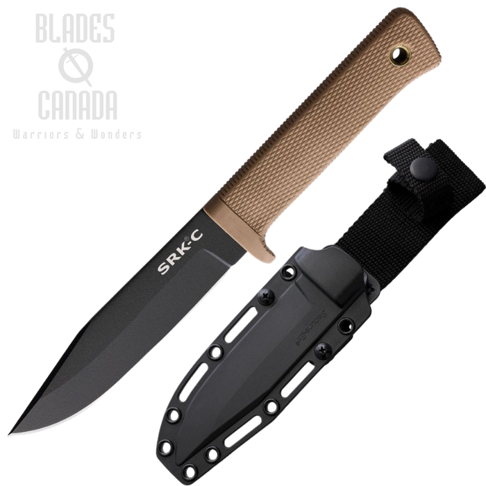 Cold Steel SRK Compact Fixed Blade Knife, SK5 Black, Desert Tan, CS-49LCKD-DTBK