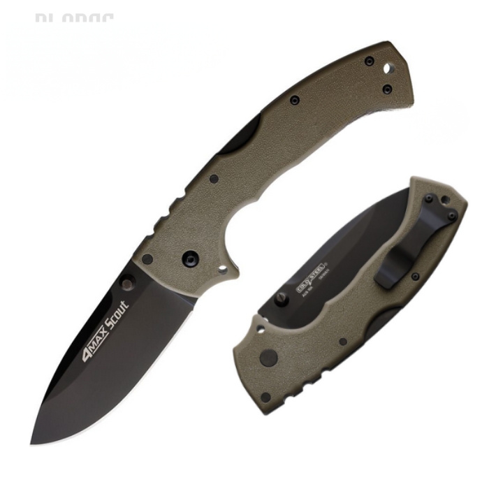 Cold Steel 4-Max Scout Folding Knife, AUS 10A Black, Dark Earth Handle, 62RQ-DEBK (image for) Cold Steel 4-Max Scout Folding Knife, AUS 10A Black, Dark Earth Handle, 62RQ-DEBK