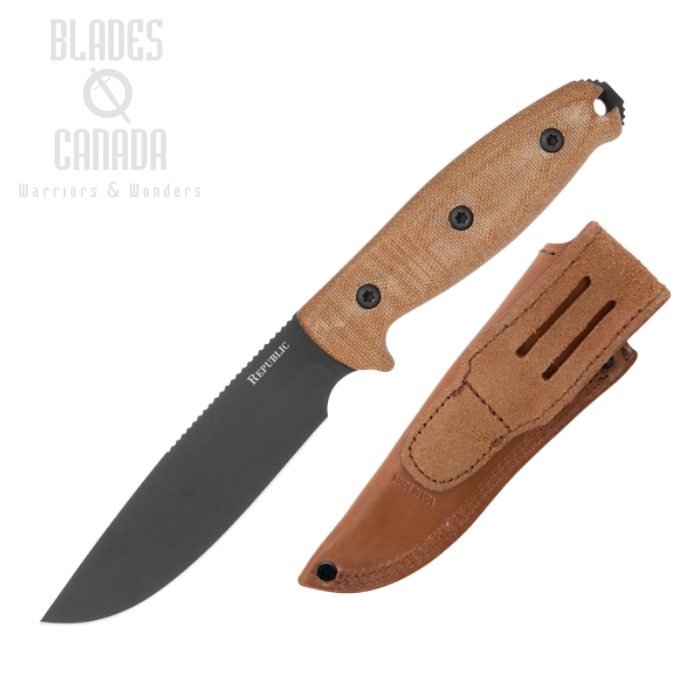 Cold Steel Republic Bushcraft Fixed Blade Knife, S35VN Black, Micarta, Leather Sheath, CS-FX-50FLD Cold Steel Republic Bushcraft Fixed Blade Knife, S35VN Black, Micarta, Leather Sheath, CS-FX-50FLD