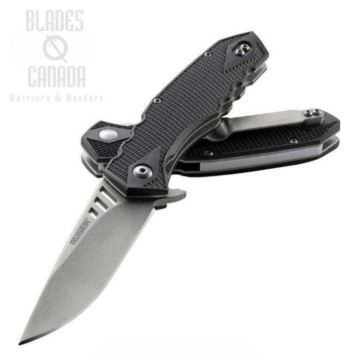 Ruger Follow Through Compact Flipper Folding Knife, GFN Black, R1703