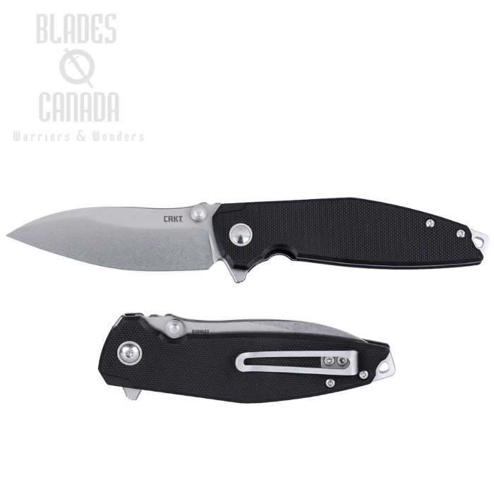 CRKT Ibis Flipper Folding Knife, D2 Stonewash, G10 Black, 2540