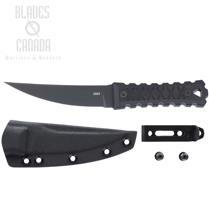 CRKT HZ4 Fixed Blade Knife, SK-5 Titanium Nitride, G10 Black, Kydex Sheath, 2924