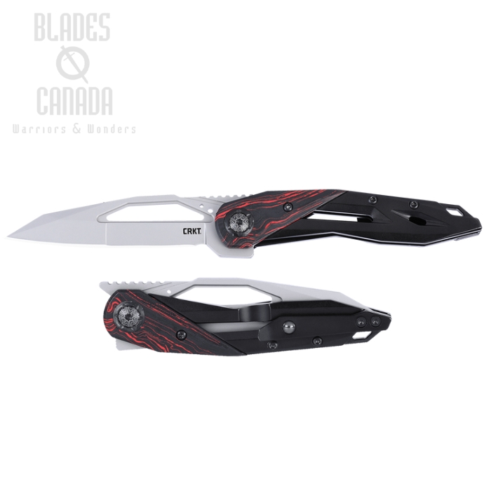 CRKT Nucleus Flipper Framelock Knife, 12C27, Stainless w/G10 Overlay Black/Red, 5702