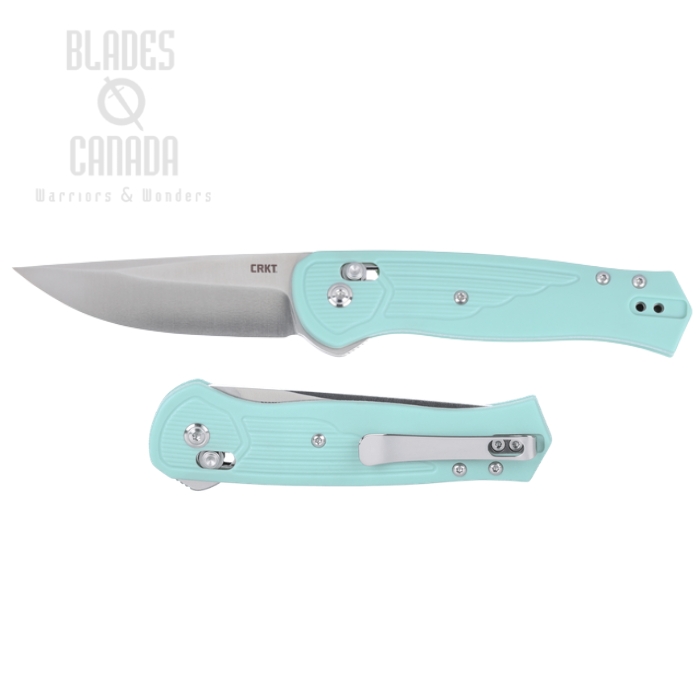 CRKT Sero Flipper Crossbar Lock Folding Knife, S35VN Satin, GRN Aqua, 7170B (image for) CRKT Sero Flipper Crossbar Lock Folding Knife, S35VN Satin, GRN Aqua, 7170B