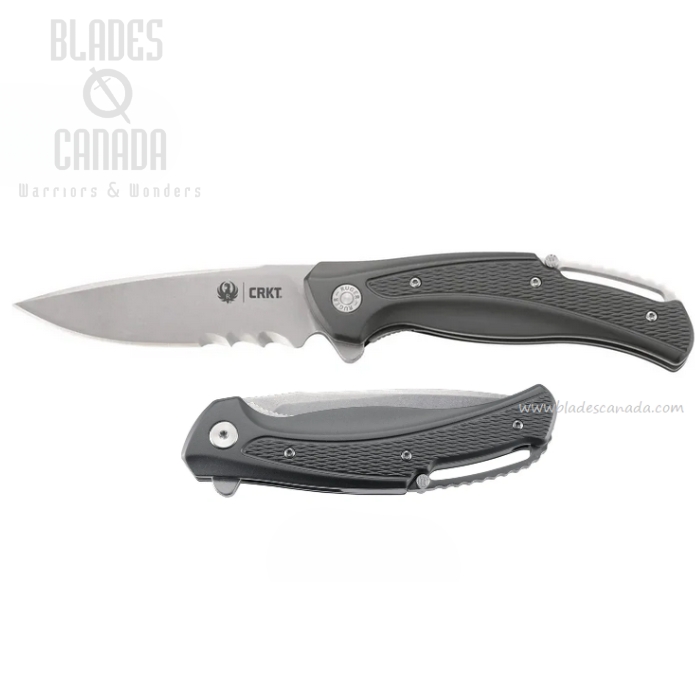 Ruger Windage Flipper Folding Knife, Aluminum Black/Grey, R2402