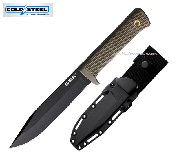 Cold Steel SRK Fixed Blade Knife, SK5 Black, Dark Earth Handle, 49-LCKD-EBK